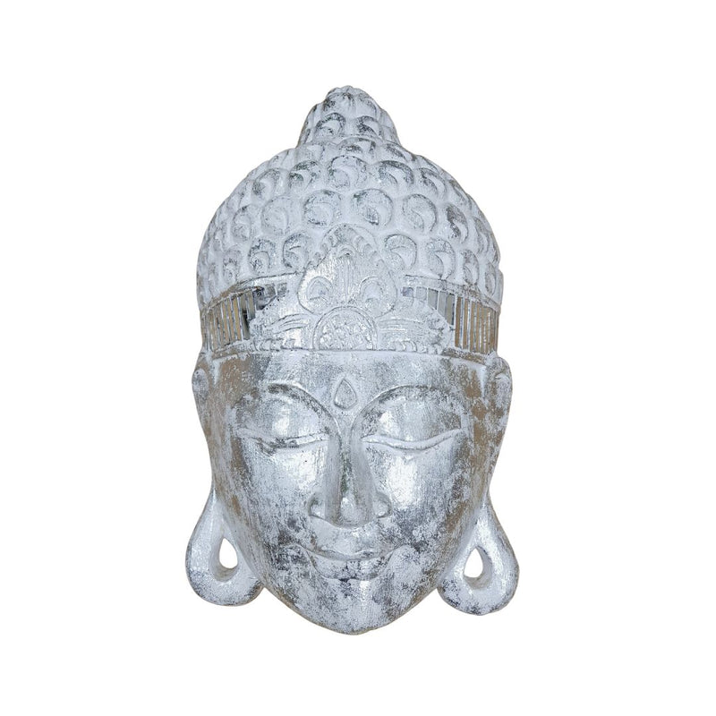 Máscara de Buda Plateada con Espejitos