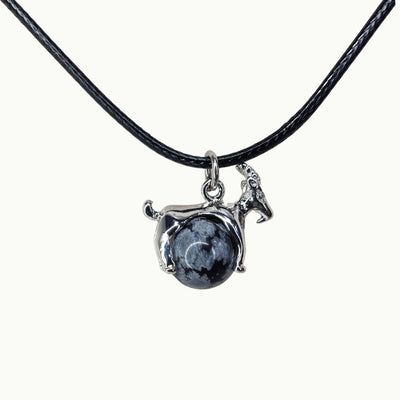 Colgante de Signo Capricornio y piedra Obsidiana