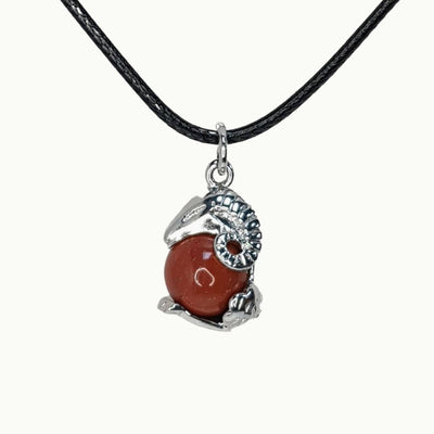 Colgante de Signo Aries y piedra Jaspe Rojo