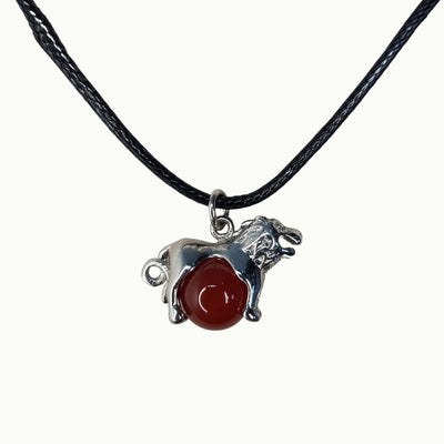 Colgante de Signo Leo y piedra Agata Carneola