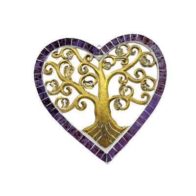 Árbol de la vida Corazon de Madera y Vidrio