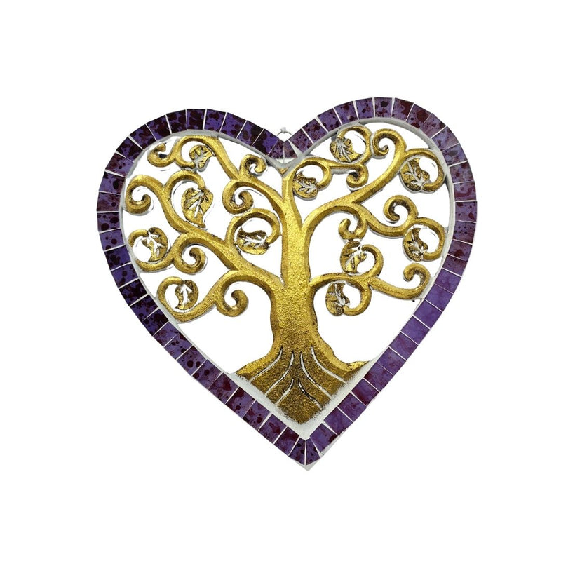 Árbol de la vida Corazon de Madera y Vidrio